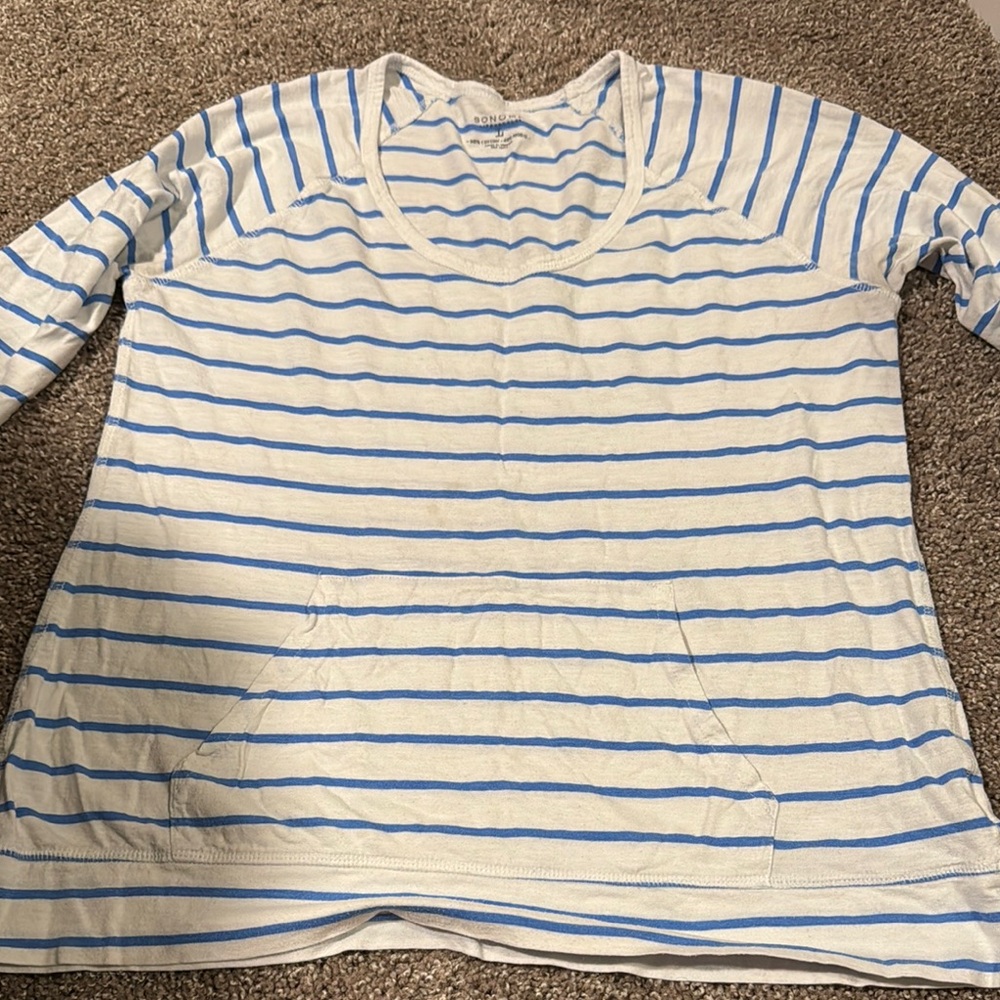 Blue and White Striped Kids Shirt